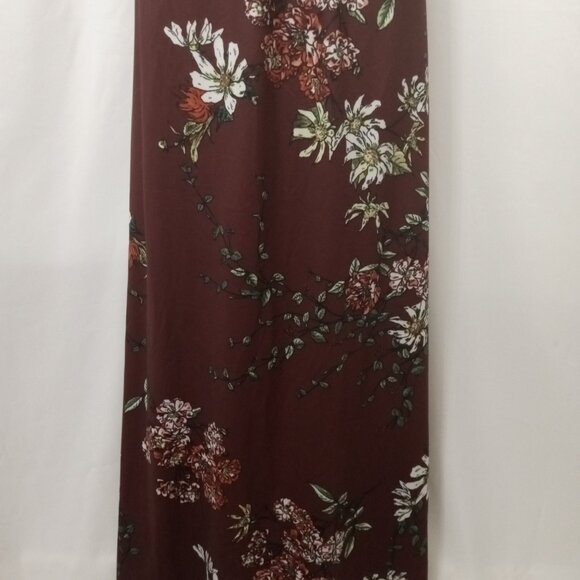 Zattcas Mock Wrap Short Sleeve Maroon Floral Long Tall Maxi Dress Size M - Picture 5 of 12